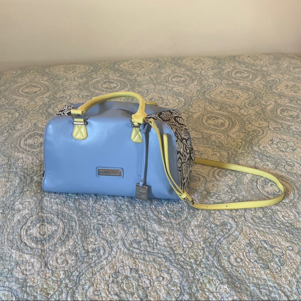 Catherine Malandrino Blue and Yellow Satchel - Picture 1 of 4